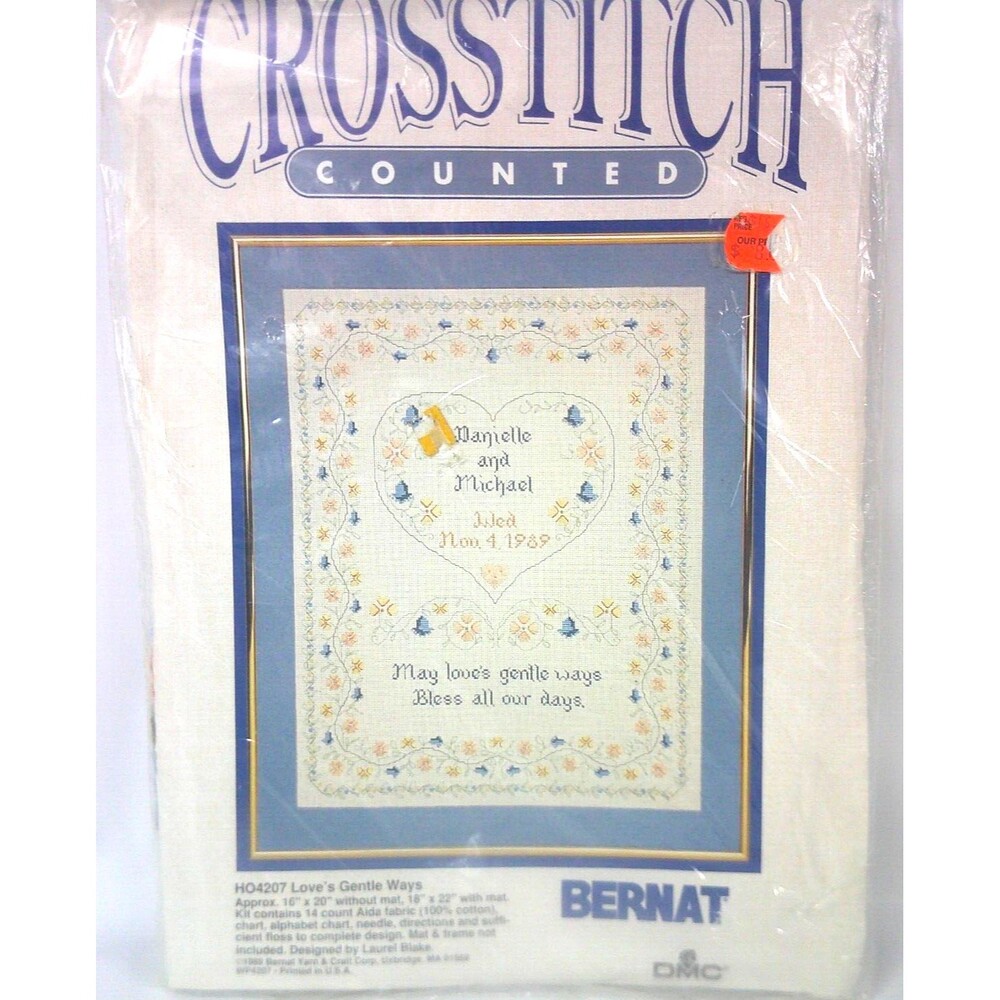 Vintage Bernat 1989 Love's Gentle Ways Counted Cross Stitch Kit HO4207